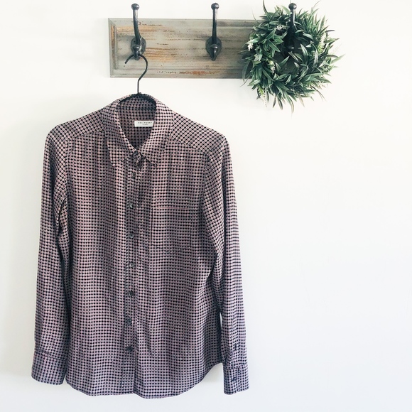 Equipment Silk Red Dot Button Down XS